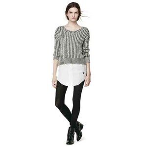 THAKOON for Design Nation Gray Black and and White Faux-Layered Sweater - XS